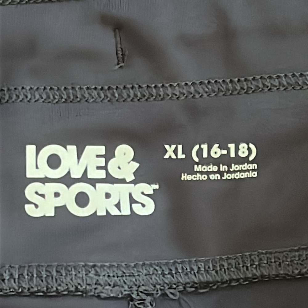 NWT LOVE & SPORTS WOMENS HIGH RISE FITNESS LEGGINGS WITH BLUE GOLD SIZE XL - Picture 9 of 15